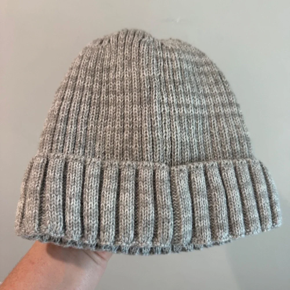 Canada Weather Gear Grey Ribbed Knit Beanie Thermal Plush Fleece Lined Hat NWT